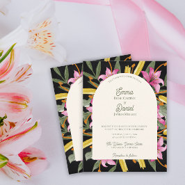 Dunkelrosa Lilie Gebogene Hochzeit Einladungspostkarte