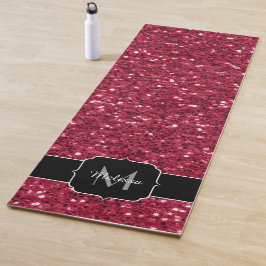 Dunkelrosa Magenta-Imitate Glitzern Monogramm Yogamatte