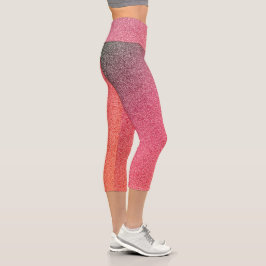Dunkelrosa-orange-glänzende Glitzer Capri Leggings