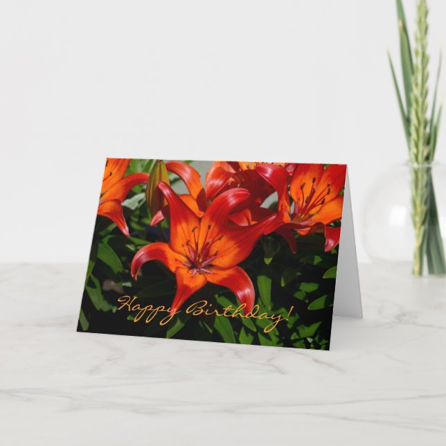 Dunkelrosa Orange Lily Karte (Vorderseite)