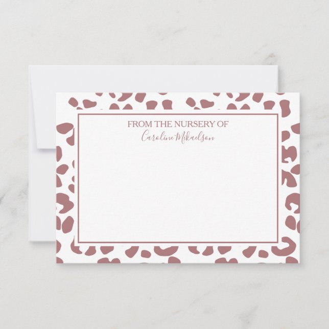 Dunkelrosa Personalisierter Leopard Dankeskarte (Vorderseite)