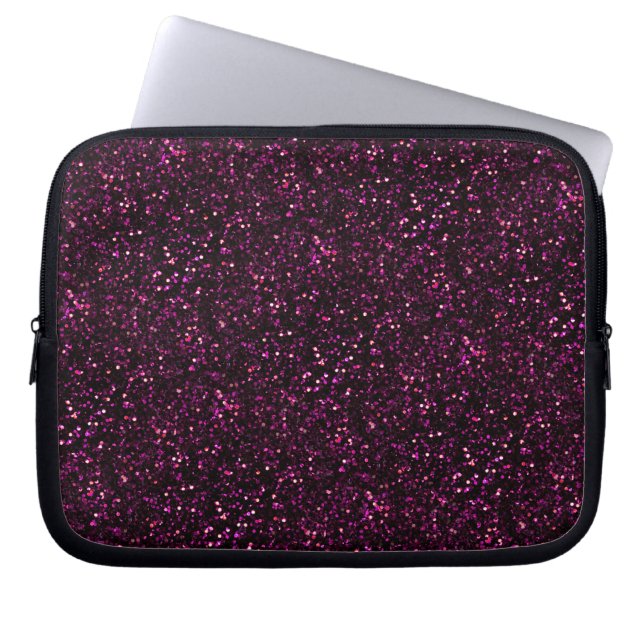 Dunkelrosa Posh Glitzer Laptopschutzhülle (Vorderseite)