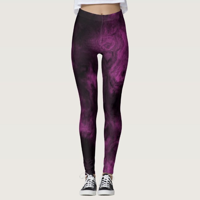 Dunkelrosa Räuchermarmor Leggings (Vorderseite)