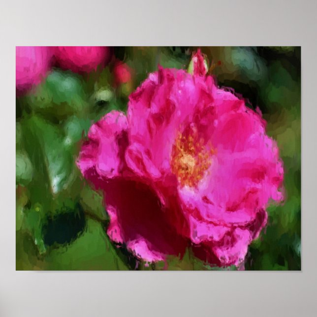 Dunkelrosa Rose Blume Art Foto Malerei Poster (Vorne)