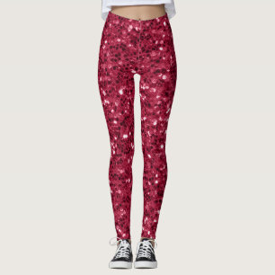 Dunkelrosa rote Magenta Imitate Glitzern Glitzer Leggings