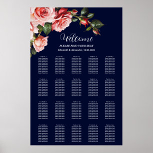 Dunkelrosa rote Rosen Hochzeitskarte Poster