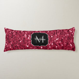 Dunkelrosa rotes Magenta Faux-Funkeln Monogramm Seitenschläferkissen