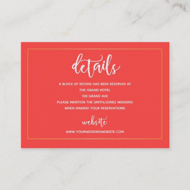 Dunkelrosa und Gold Unterkunft Details Karte (Vorderseite)