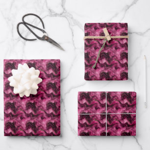 Dunkelrosa und Goldmarmor Geschenkpapier Set