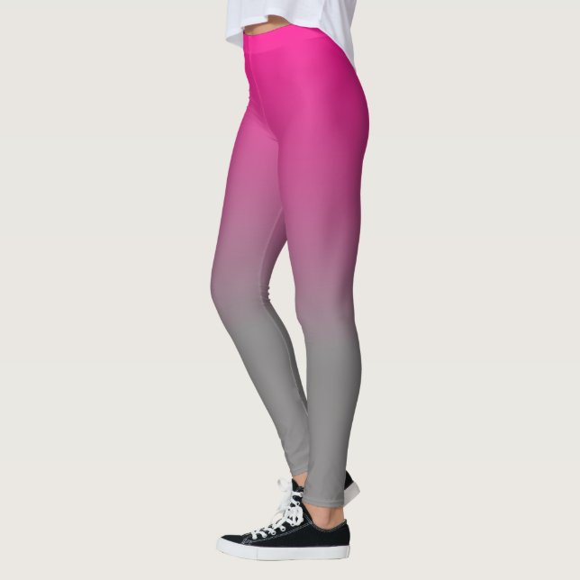 Dunkelrosa und graues Ombre-Muster Leggings (Links)