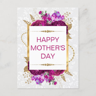 Dunkelrosa und violette Blumen Muttertag Postkarte