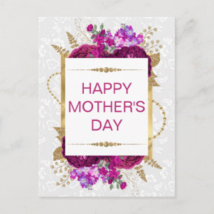 Dunkelrosa und violette Blumen Muttertag Postkarte