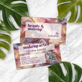 Dunkelrosa Violet Lila Goldmarmor Kunstmuster Visitenkarte