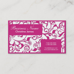 Dunkelrosa, weiße Damast berufliche Visitenkarten Visitenkarte