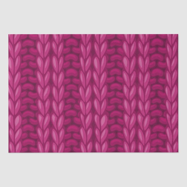 Dunkelrosa Winter Knittermuster Seidenpapier (Vorderseite)