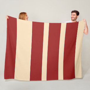 Dunkelrot + cremefarbene breite Streifen Fleecedecke