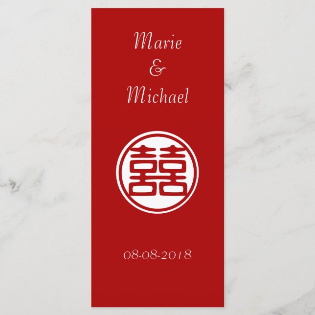 Dunkelrot Doppelglücklich - rund Menükarte (Vorderseite)