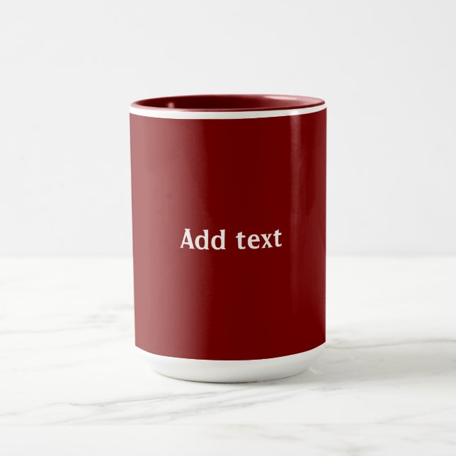 Dunkelrot, Maroon-Farbe, weißer Text, Tasse (Zentrum)