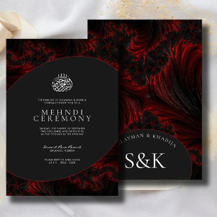 Dunkelrot Minimalistisch Elegant S/W Muslimisch Is Einladung