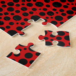 Dunkelrot mit schwarzen Kreisen Puzzle