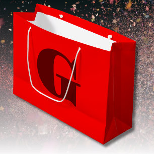 Dunkelrot Modernes Letter Monogram Rot Große Geschenktüte