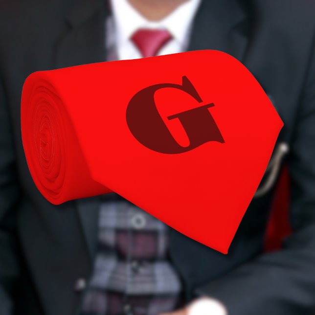 Dunkelrot Modernes Letter Monogram | Rot Krawatte (Von Creator hochgeladen)