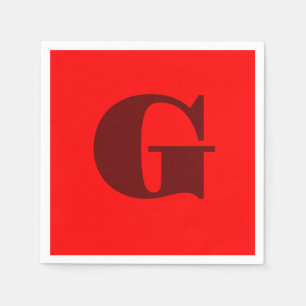 Dunkelrot Modernes Letter Monogram   Rot Serviette