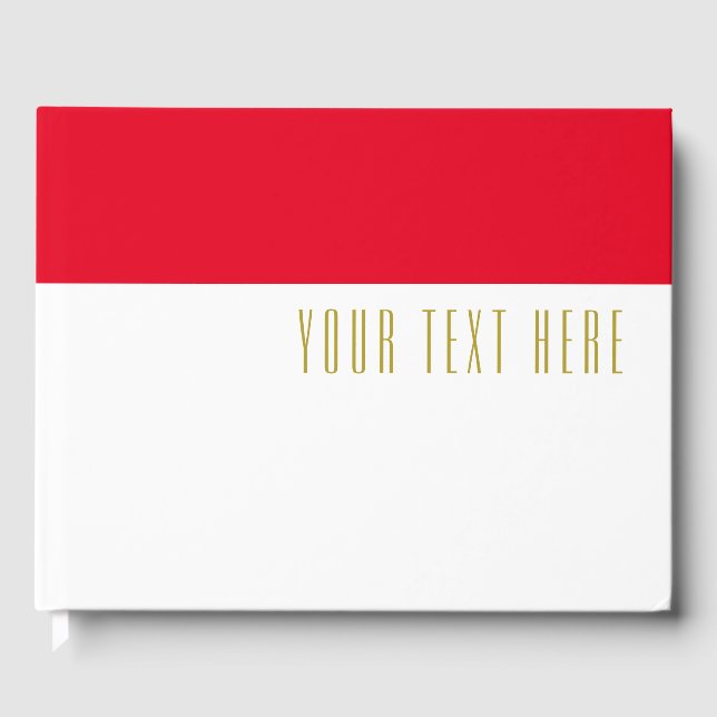 Dunkelrot - oberer Farbblock auf weißem Text Gästebuch (Vorderseite)