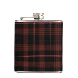 Dunkelrot-schwarzes Karo- (Tartan) Muster Flachmann