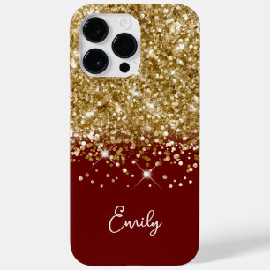 Dunkelrot und Gold Glitter Glam Case-Mate iPhone 14 Pro Max Hülle