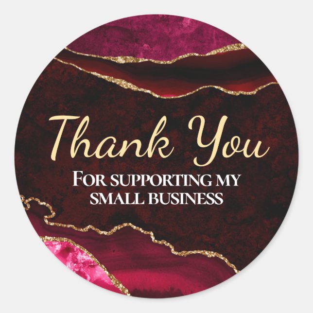 Dunkelrot und Gold Glitzer Marmorsäle Agate Runder Aufkleber (Vorderseite)