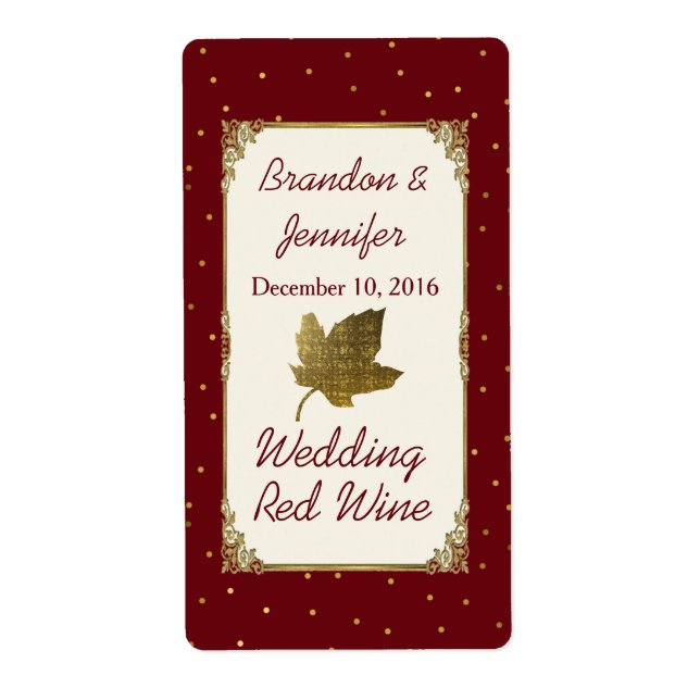 Dunkelrot und goldenes Leaf Wedding Mini Weine Lab (Vorne)