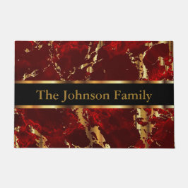 Dunkelrot und Goldmarmor Fußmatte