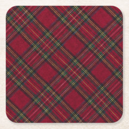 Dunkelrot und grüne Weihnachten kariert Rechteckiger Pappuntersetzer