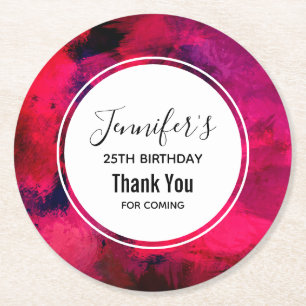 Dunkelrot und Lila kühl Moderner Abstrakter Geburt Runder Pappuntersetzer