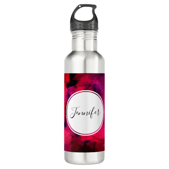 Dunkelrot und Lila kühl und modern Abstrakt Edelstahlflasche (Vorderseite)