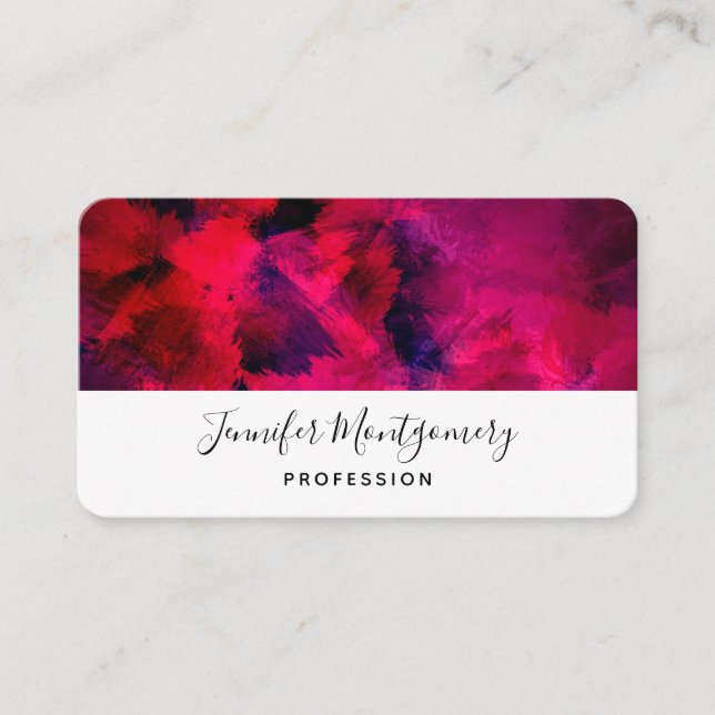 Dunkelrot und Lila kühl und modern Abstrakt Visitenkarte (Vorderseite)