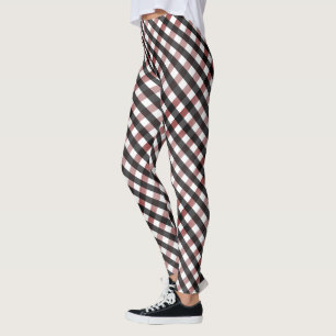Dunkelrot und Schwarz Buffalo Karo Weihnachtsmuste Leggings