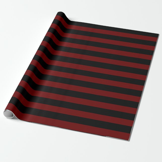 Dunkelrot und schwarze Streifen - Umschlagpapier Geschenkpapier (Ungerollt)