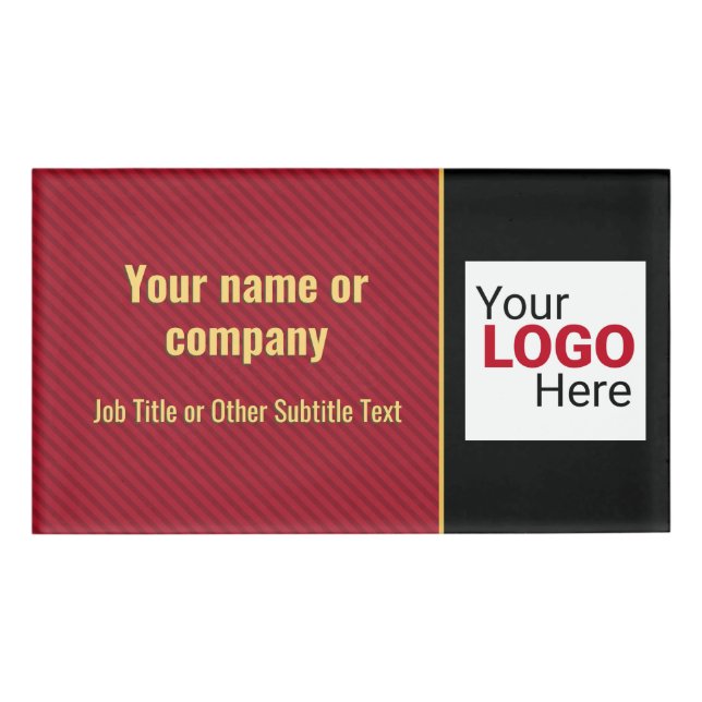 Dunkelrot und schwarzer Firmenstreifen - Ihr Brand Namenschild (Vorderseite)