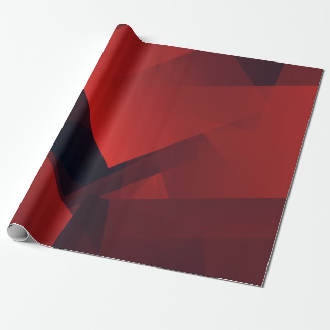 Dunkelrot und schwarzes Quadrat-Muster Geschenkpapier (Ungerollt)