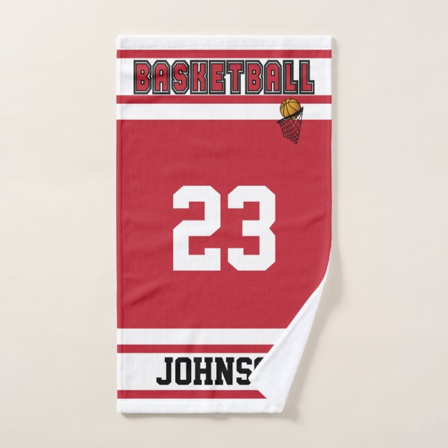 Dunkelrot und Weiß 🏀 Basketball Handtuch (Handtuch)