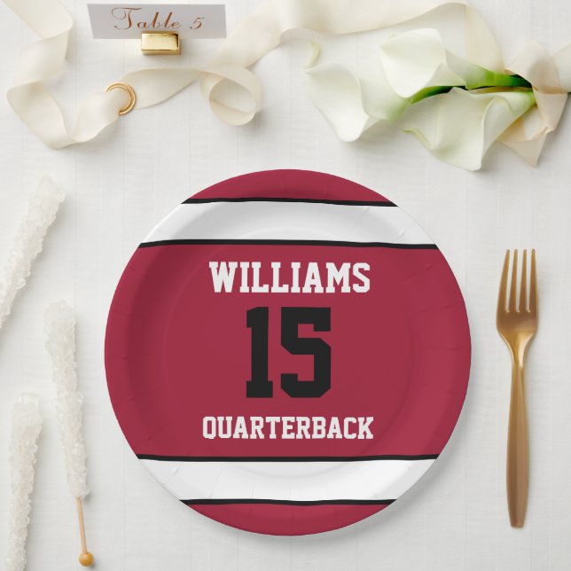 Dunkelrot und Weiß Pappteller (Hochzeit)