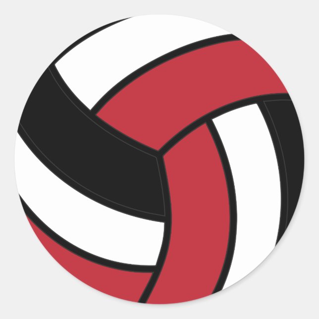 Dunkelrot und Weißer Volleyball Runder Aufkleber (Vorderseite)