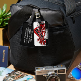 Dunkelrot, Weiß und Schwarz Cheerleader Megaphon Gepäckanhänger