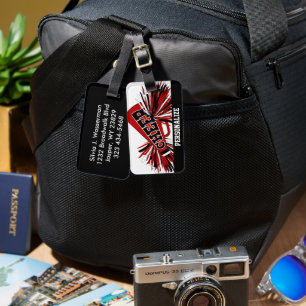 Dunkelrot, Weiß und Schwarz Cheerleader Megaphon Gepäckanhänger