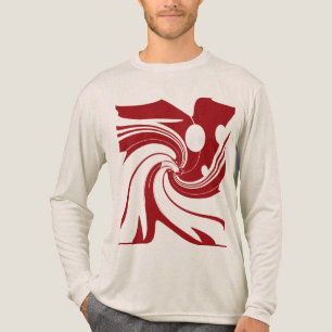 Dunkelrot wirbelnde Blume Bird Modern Art Abstrakt Tri-Blend Shirt