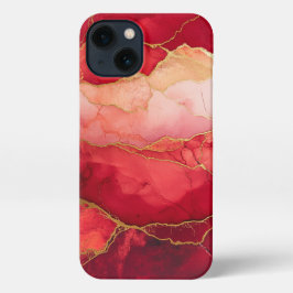 dunkelrote Alkoholfarbe gürtelgold iPhone 13 Hülle