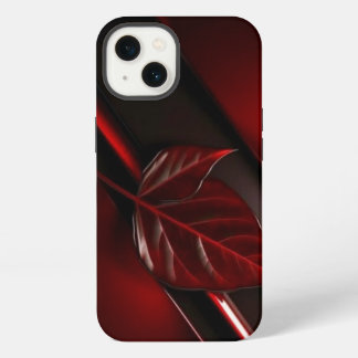 Dunkelrote Blattstruktur iPhone 13 Hülle