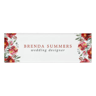 Dunkelrote Blume Namenschild